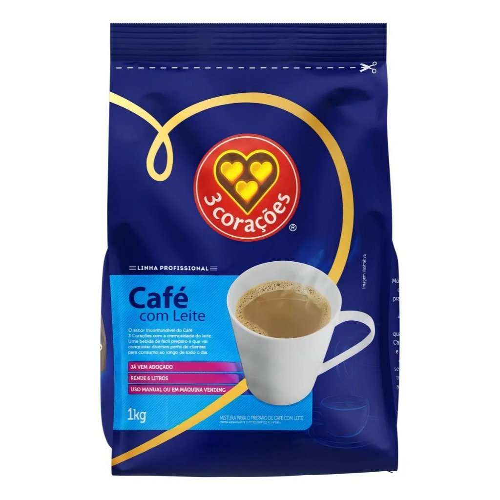 café com Leite 3 Corações Instantâneo Soluvel 1kg  Vending