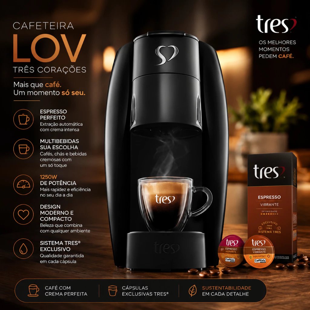 Cafeteira Espresso Três Corações LOV 1250W Multibebidas 127V
