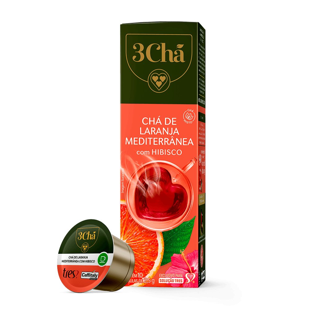 Cápsula de Chá de Laranja Mediterrânea com Hibisco TRES 3Chá