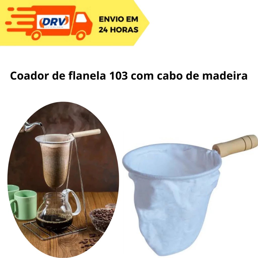 Coador de Flanela 103 com Cabo de Madeira