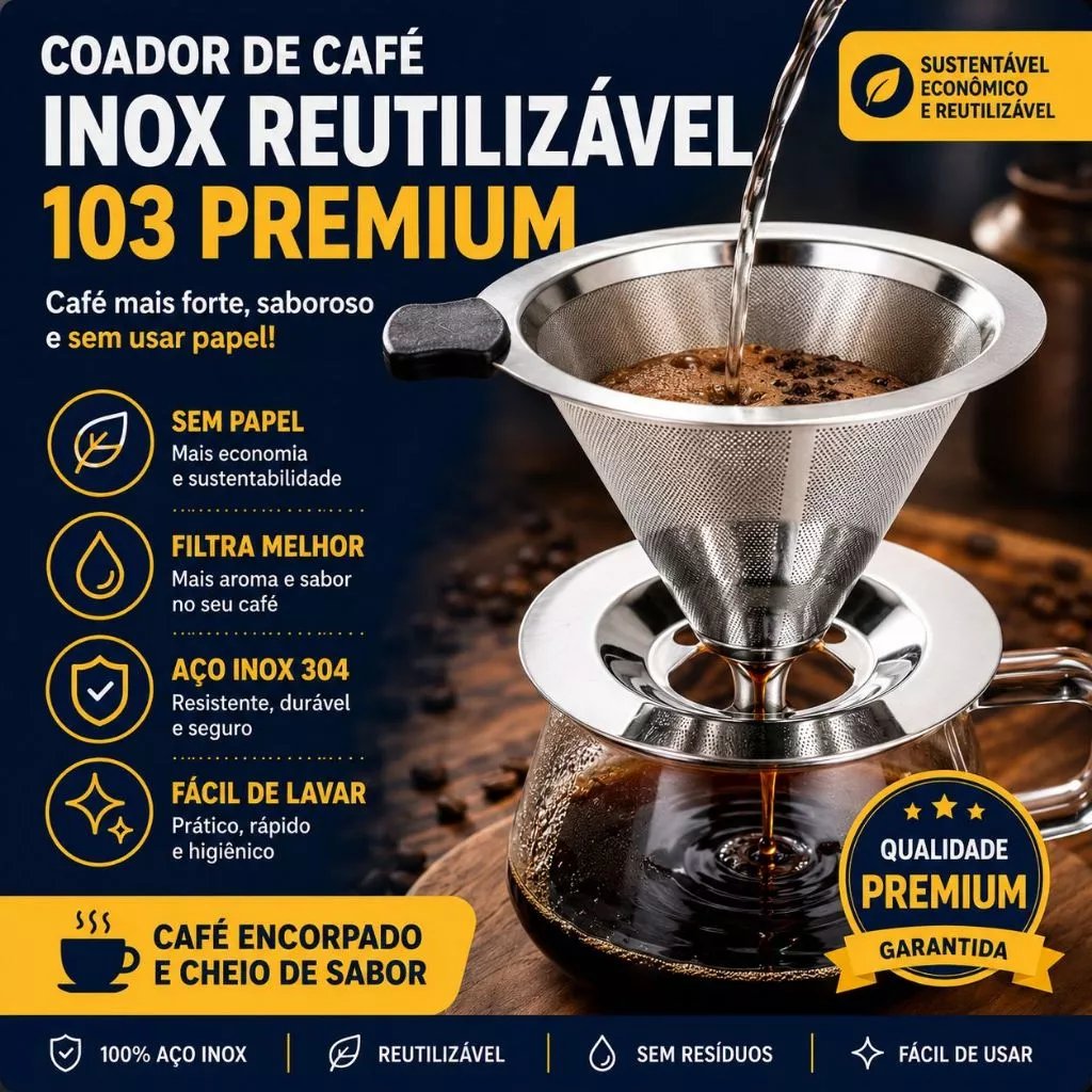 Filtro Coador Inox Reutilizável 103 Premium