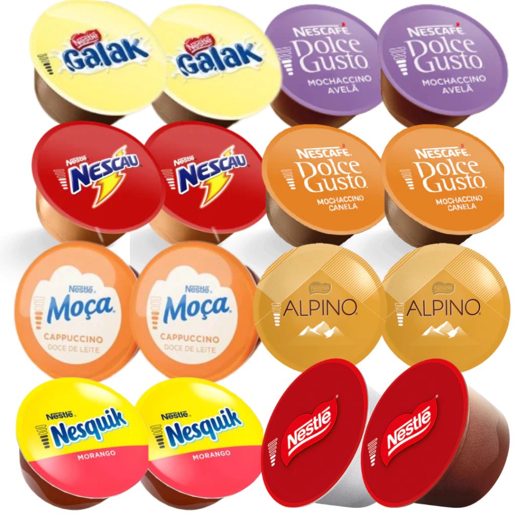 Kit Cápsulas Dolce Gusto Chococino, Galak, Avelã e Nesquik