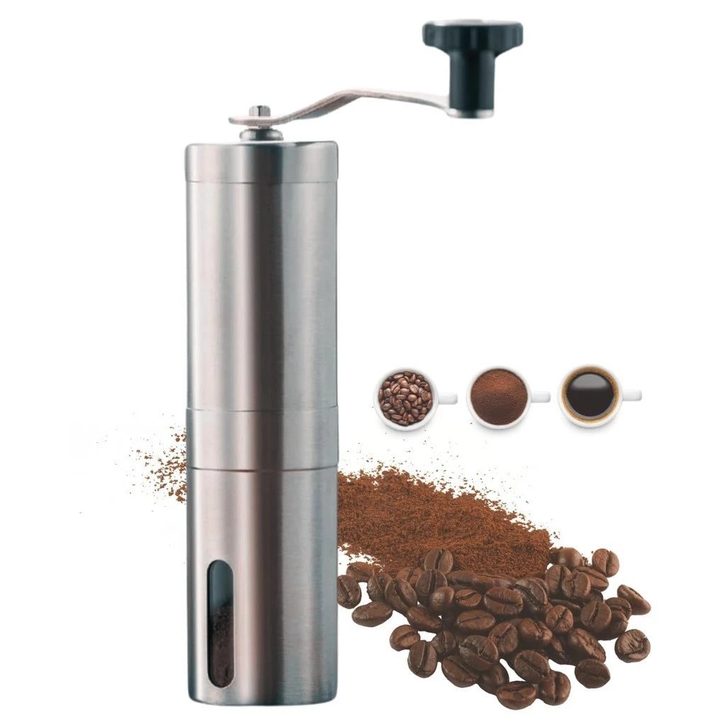 Moedor Manual de Café e Temperos Inox Portátil com Mós de Cerâmica