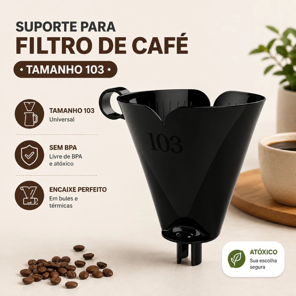 Porta Filtro Coador de Café com Suporte de Plástico 103